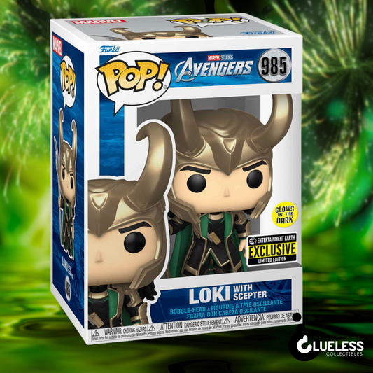 Loki with Scepter Glow-in-the-Dark Funko Pop! - Entertainment Earth Exclusive